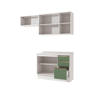 Cocina Compacta 200cm MDF 3 Cajones Kappesberg Blanco/Verde