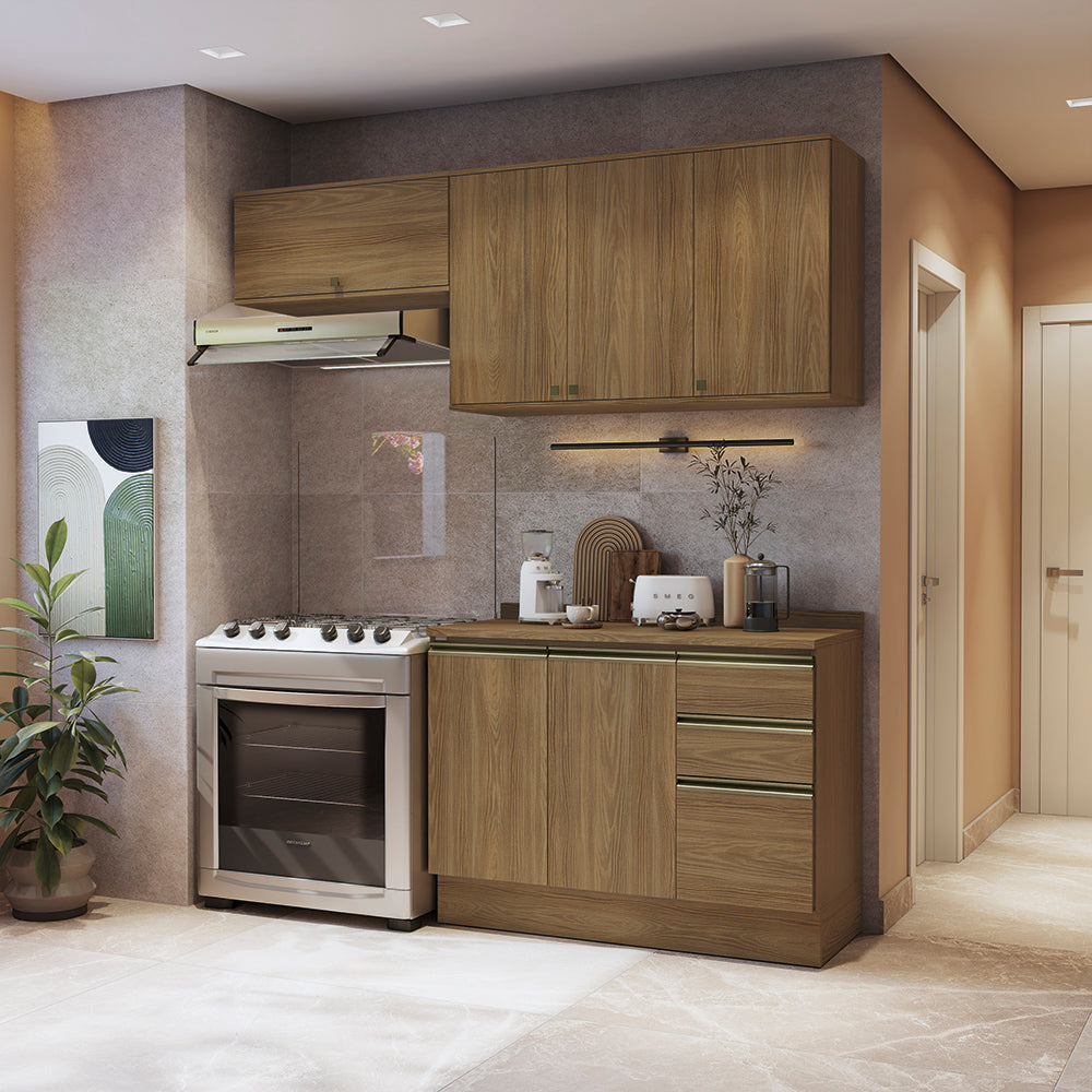 Cocina Compacta 200cm MDF 3 Cajones Kappesberg Marrón