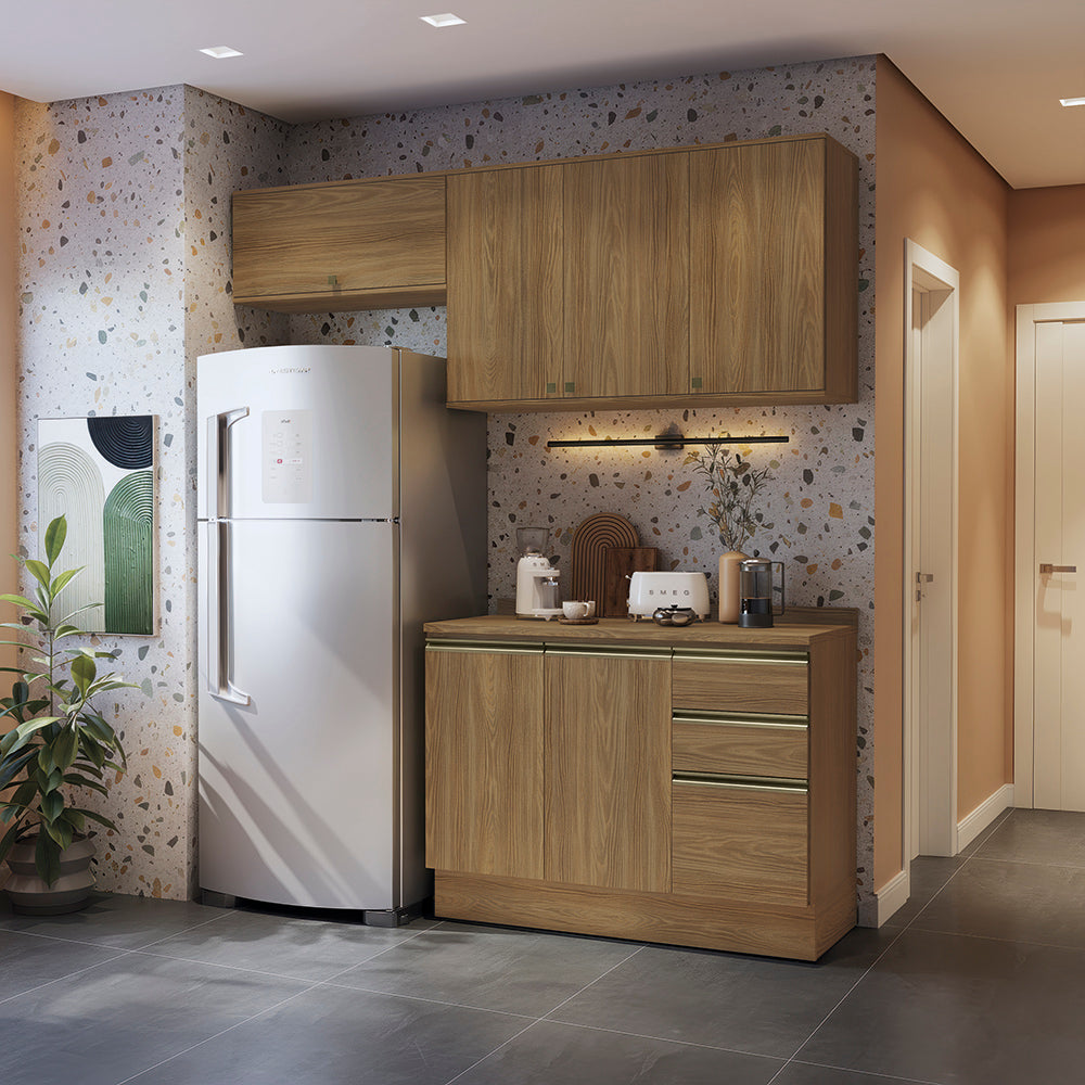 Cocina Compacta 200cm MDF 3 Cajones Kappesberg Marrón