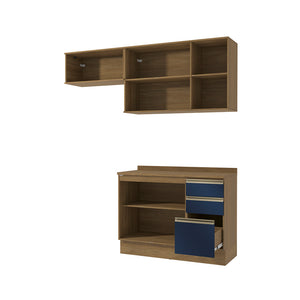 Cocina Compacta 200cm MDF 3 Cajones Kappesberg Marrón/Azul