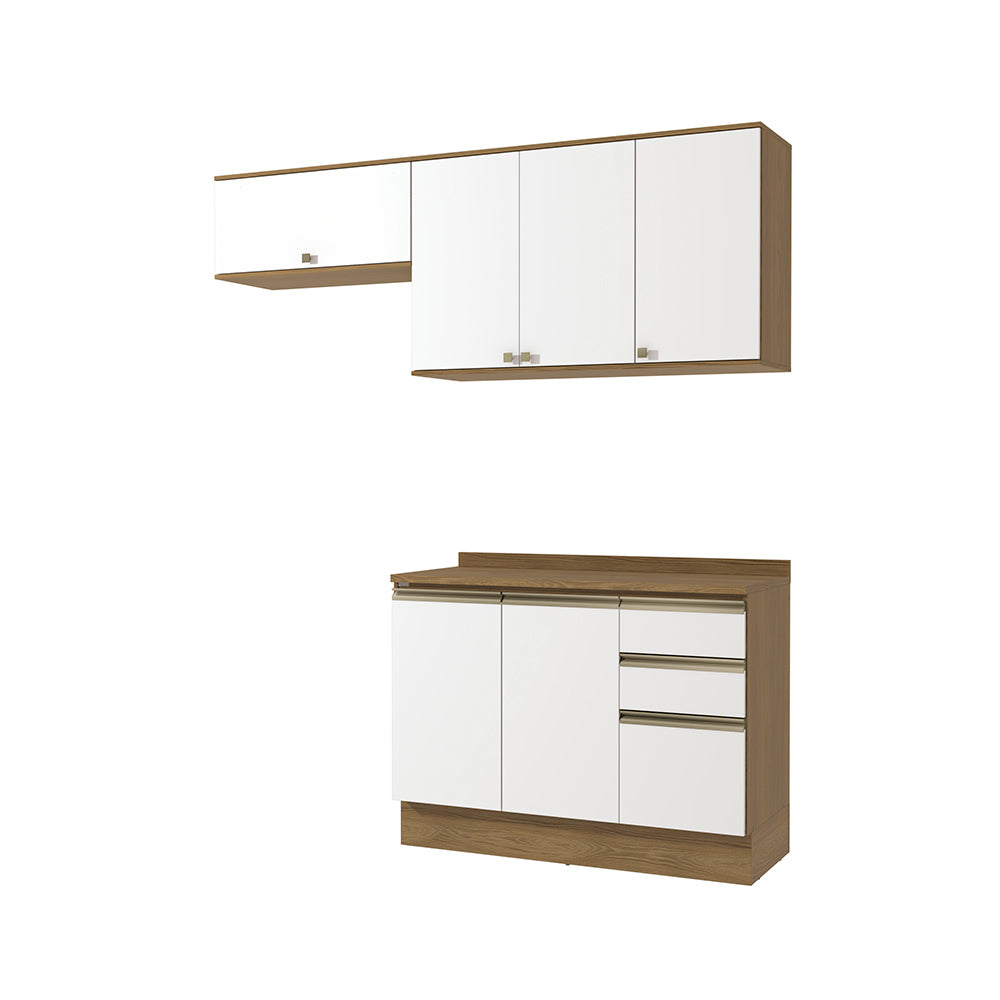 Cocina Compacta 200cm MDF 3 Cajones Kappesberg Marrón/Blanco