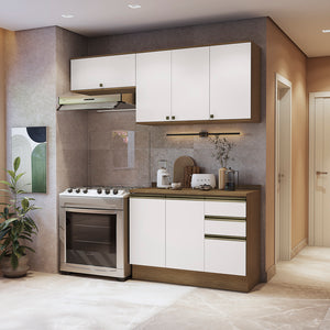 Cocina Compacta 200cm MDF 3 Cajones Kappesberg Marrón/Blanco