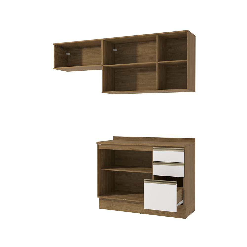 Cocina Compacta 200cm MDF 3 Cajones Kappesberg Marrón/Blanco