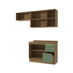 Cocina Compacta 200cm MDF 3 Cajones Kappesberg Marrón/Verde