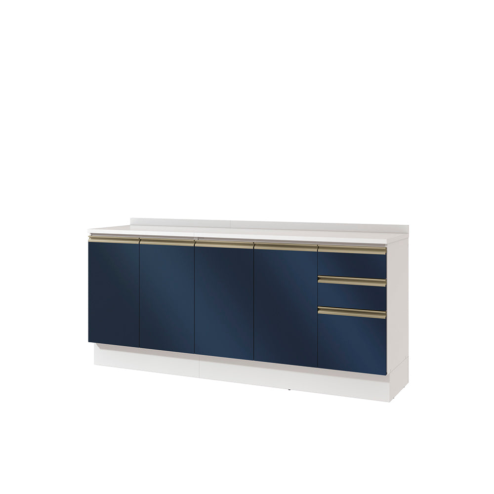 Gabinete Inferior 200cm 3 Cajones Kappesberg Blanco/Azul