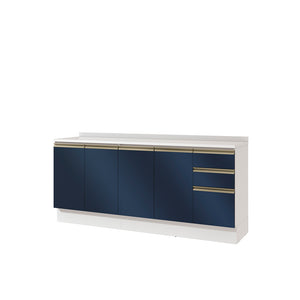 Gabinete Inferior 200cm 3 Cajones Kappesberg Blanco/Azul