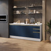 Gabinete Inferior 200cm 3 Cajones Kappesberg Blanco/Azul