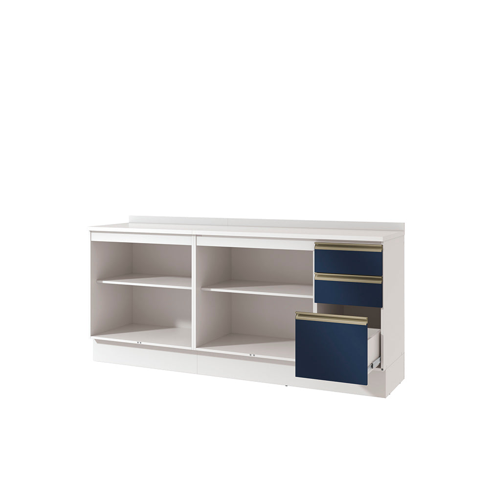 Gabinete Inferior 200cm 3 Cajones Kappesberg Blanco/Azul