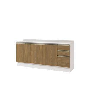 Gabinete Inferior 200cm 3 Cajones Kappesberg Blanco/Marrón