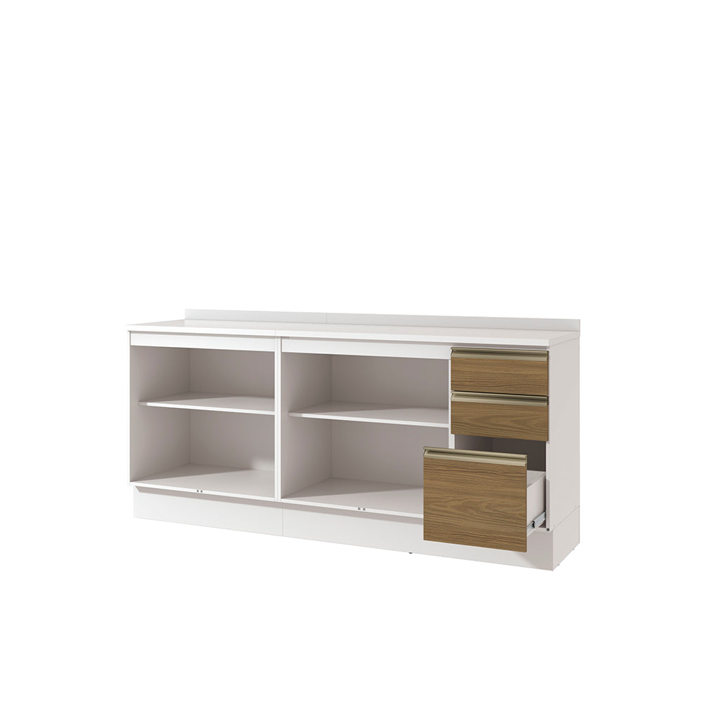 Gabinete Inferior 200cm 3 Cajones Kappesberg Blanco/Marrón