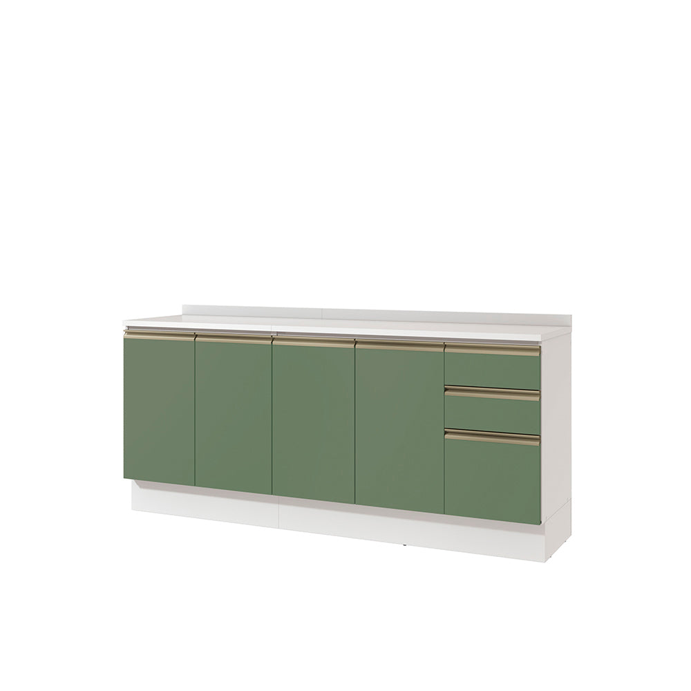 Gabinete Inferior 200cm 3 Cajones Kappesberg Blanco/Verde