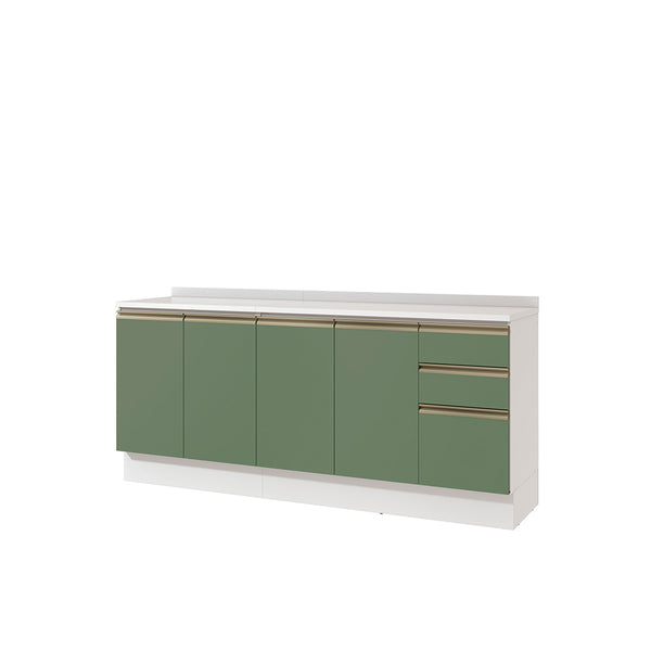 Gabinete Inferior 200cm 3 Cajones Kappesberg Blanco/Verde