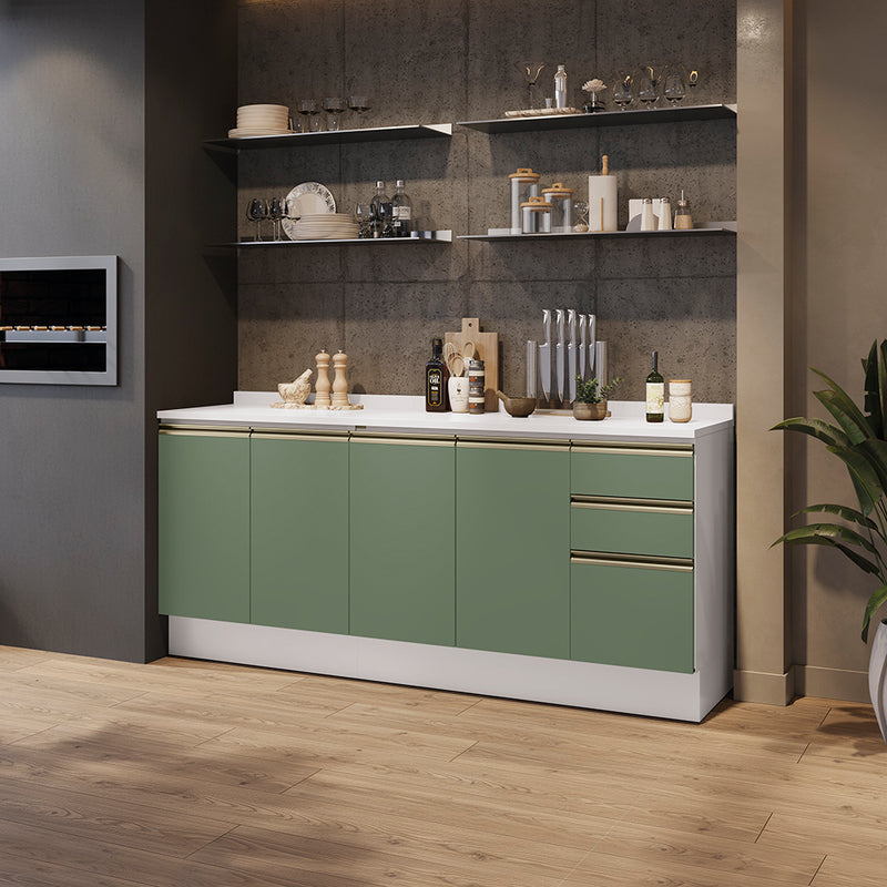 Gabinete Inferior 200cm 3 Cajones Kappesberg Blanco/Verde