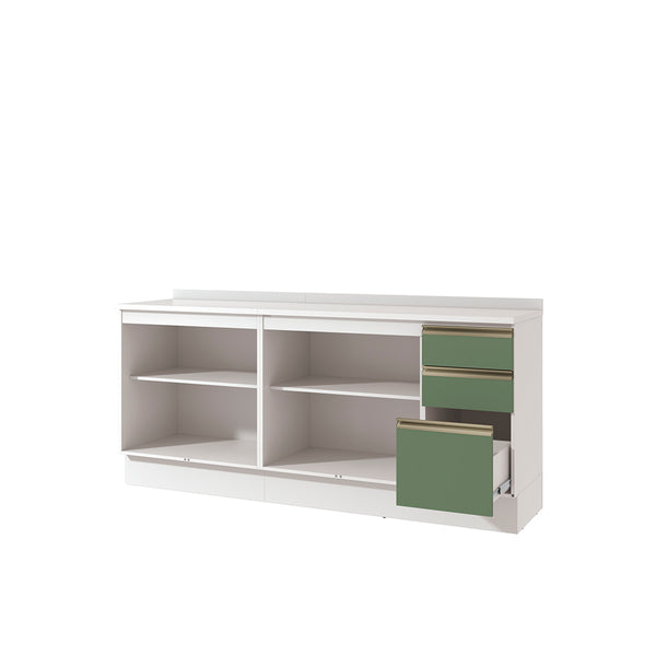Gabinete Inferior 200cm 3 Cajones Kappesberg Blanco/Verde