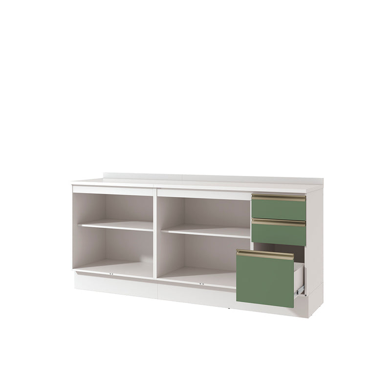 Gabinete Inferior 200cm 3 Cajones Kappesberg Blanco/Verde