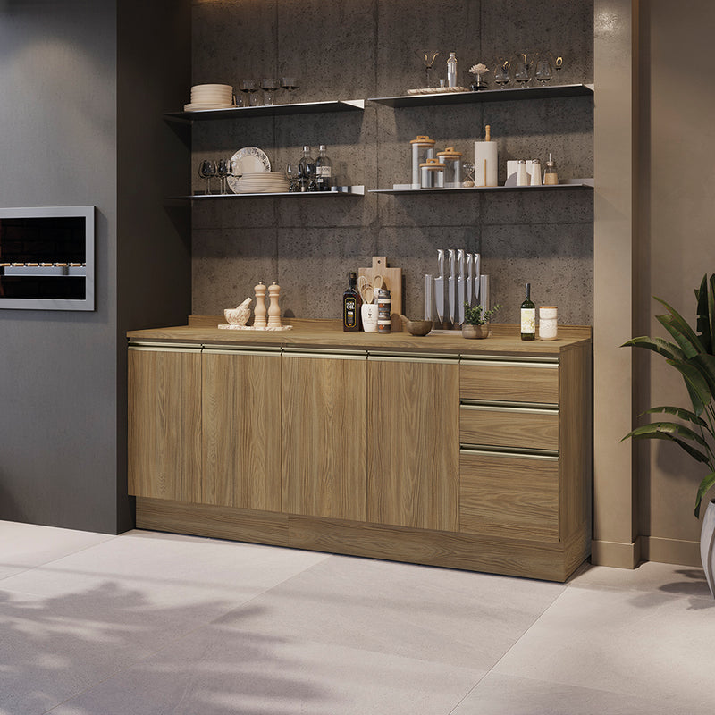Gabinete Inferior 200cm 3 Cajones Kappesberg Marrón
