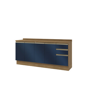 Gabinete Inferior 200cm 3 Cajones Kappesberg Marrón/Azul