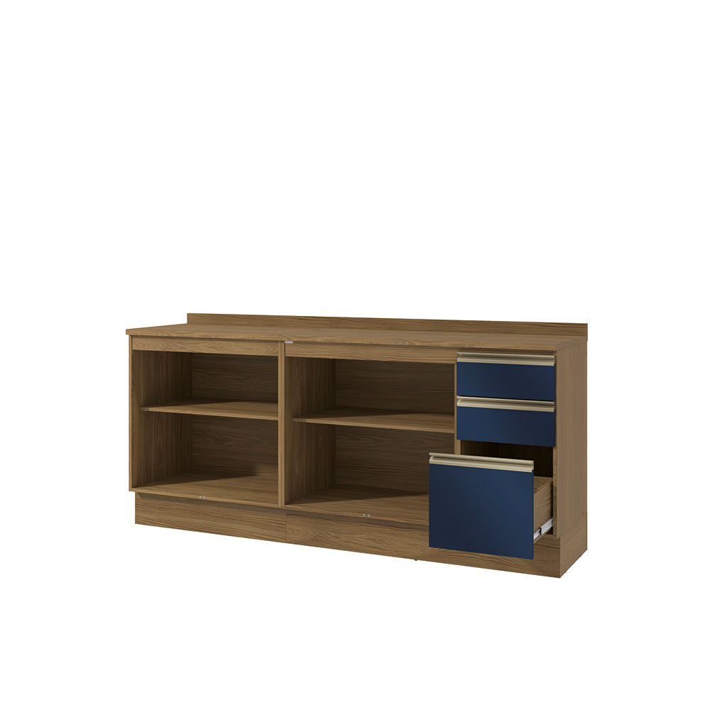 Gabinete Inferior 200cm 3 Cajones Kappesberg Marrón/Azul