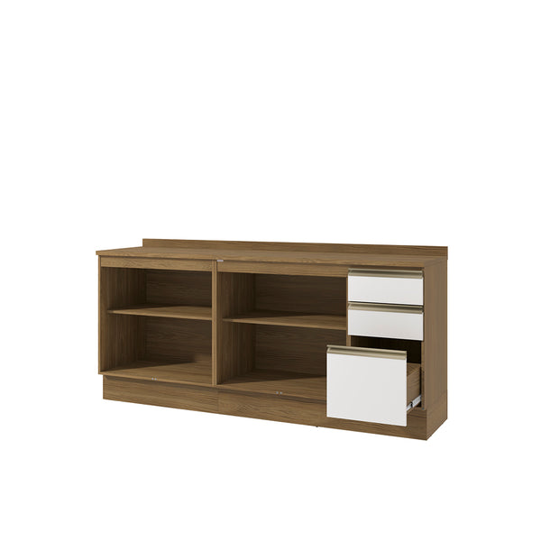 Gabinete Inferior 200cm 3 Cajones Kappesberg Marrón/Blanco