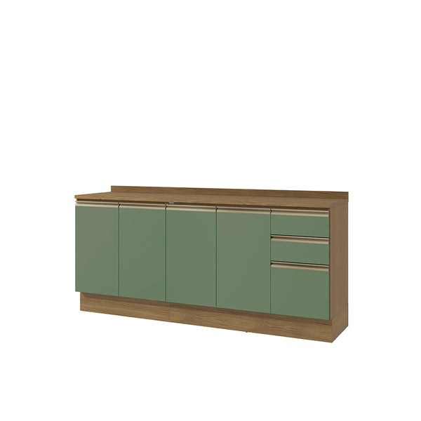 Gabinete Inferior 200cm 3 Cajones Kappesberg Marrón/Verde