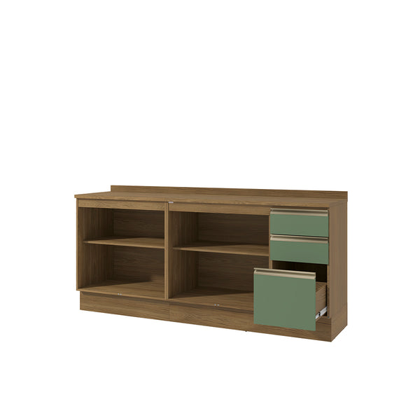 Gabinete Inferior 200cm 3 Cajones Kappesberg Marrón/Verde