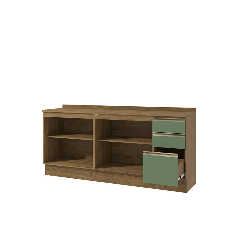 Gabinete Inferior 200cm 3 Cajones Kappesberg Marrón/Verde