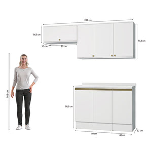 Cocina Compacta 200cm MDF 7 Puertas Kappesberg Blanco