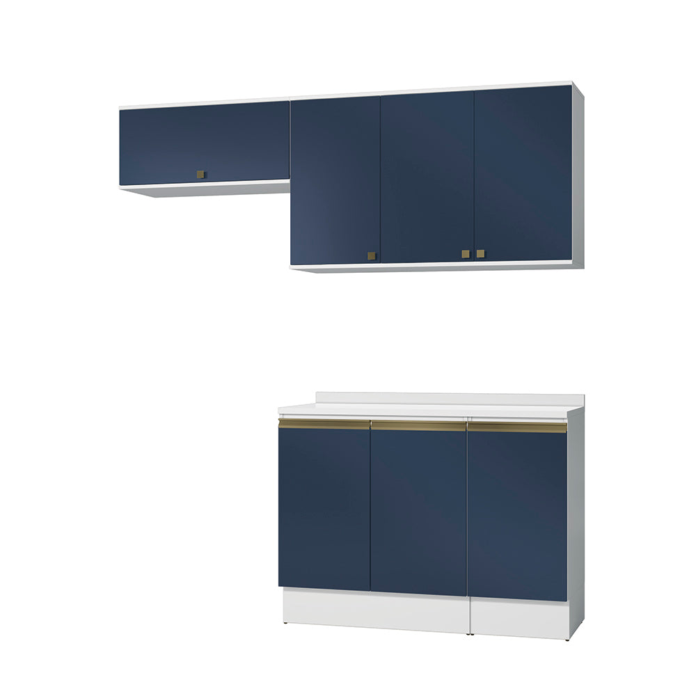 Cocina Compacta 200cm MDF 7 Puertas Kappesberg Blanco/Azul