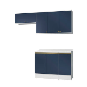 Cocina Compacta 200cm MDF 7 Puertas Kappesberg Blanco/Azul