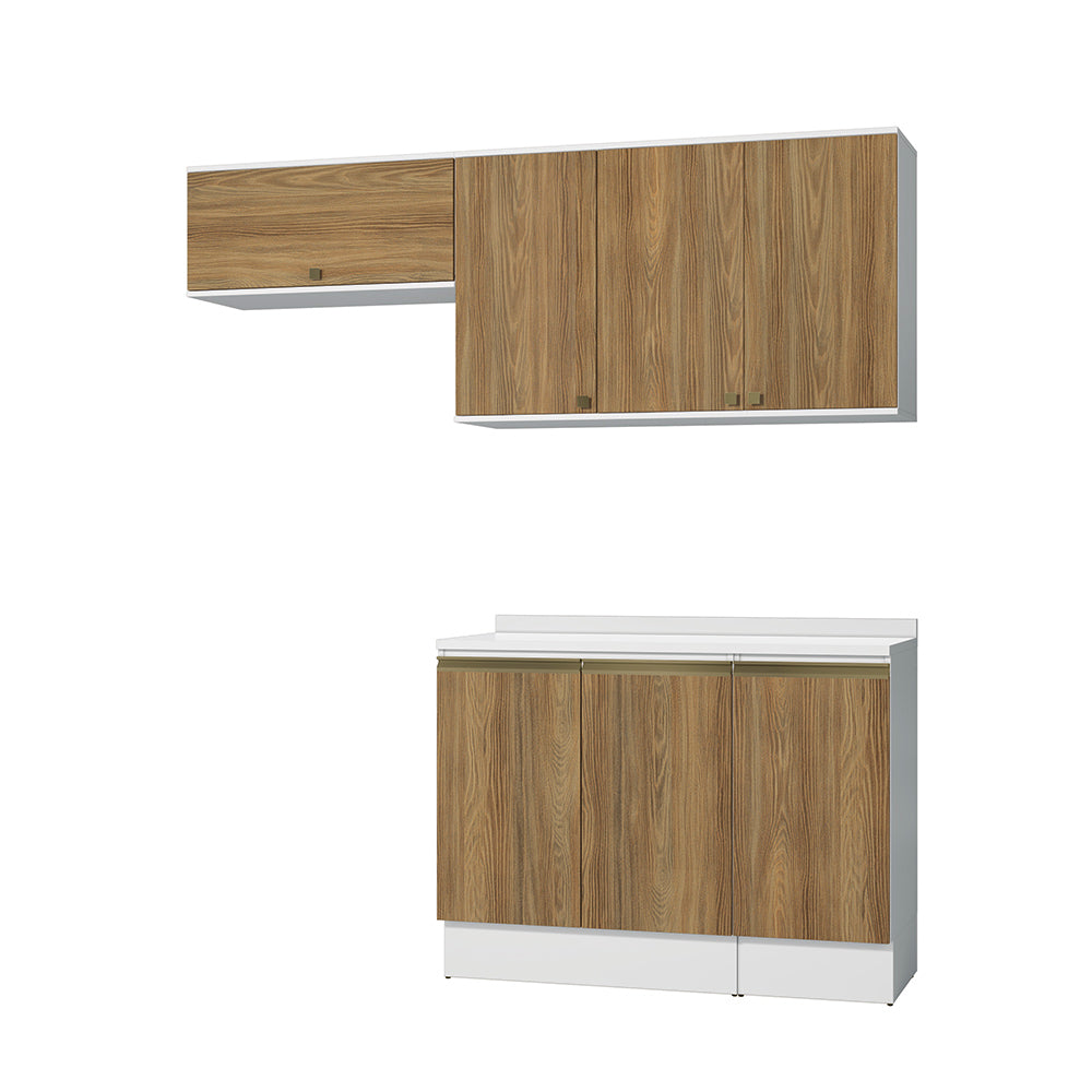 Cocina Compacta 200cm MDF 7 Puertas Kappesberg Blanco/Marrón