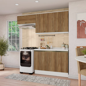 Cocina Compacta 200cm MDF 7 Puertas Kappesberg Blanco/Marrón