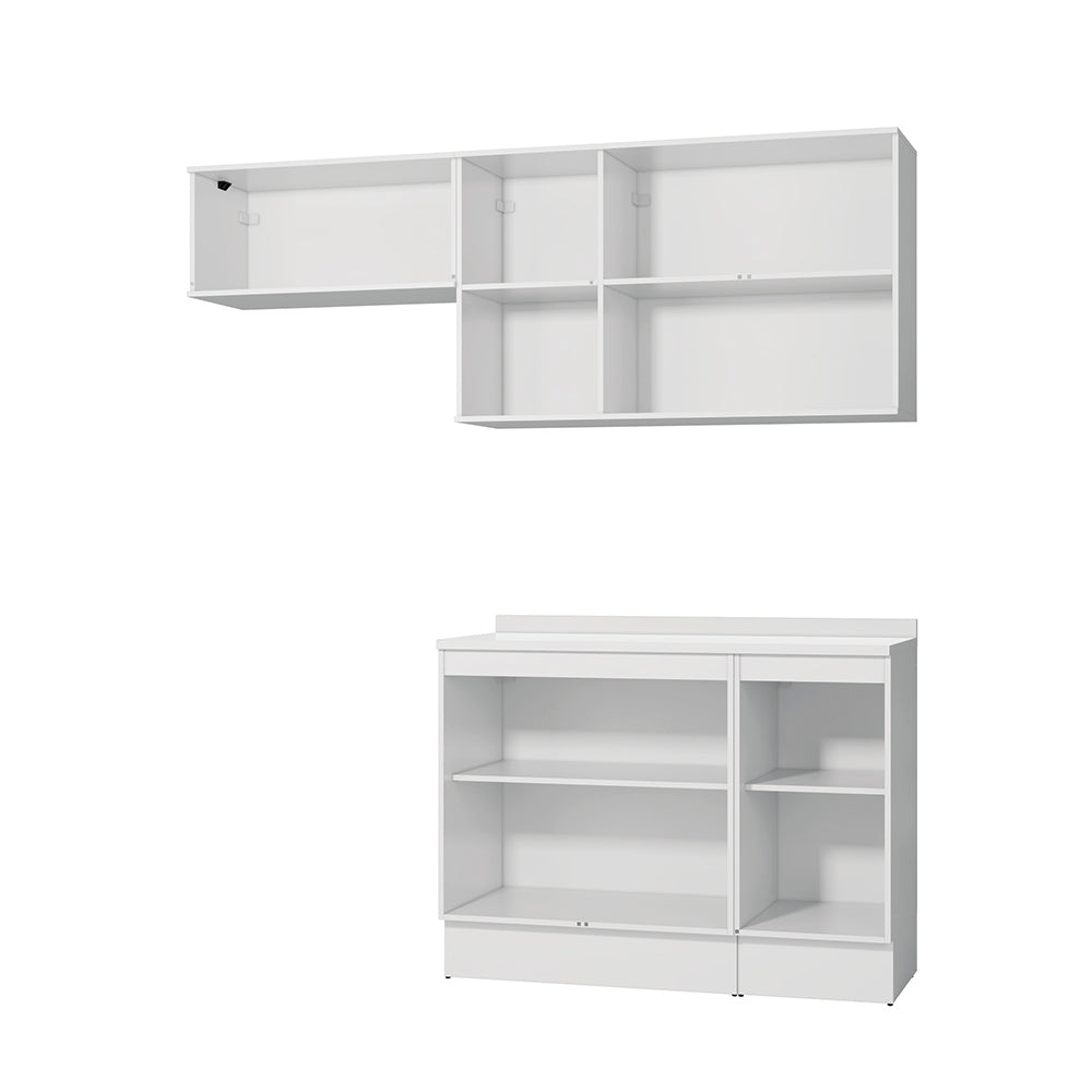 Cocina Compacta 200cm MDF 7 Puertas Kappesberg Blanco/Marrón