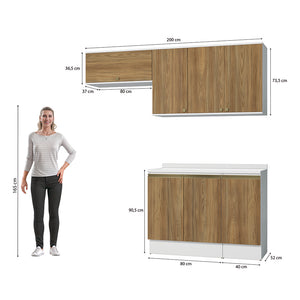Cocina Compacta 200cm MDF 7 Puertas Kappesberg Blanco/Marrón