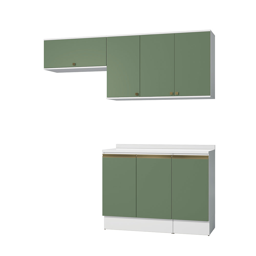 Cocina Compacta 200cm MDF 7 Puertas Kappesberg Blanco/Verde