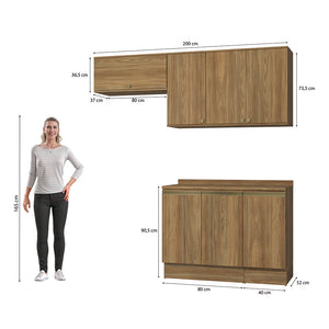 Cocina Compacta 200cm MDF 7 Puertas Kappesberg Marrón