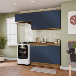 Cocina Compacta 200cm MDF 7 Puertas Kappesberg Marrón/Azul