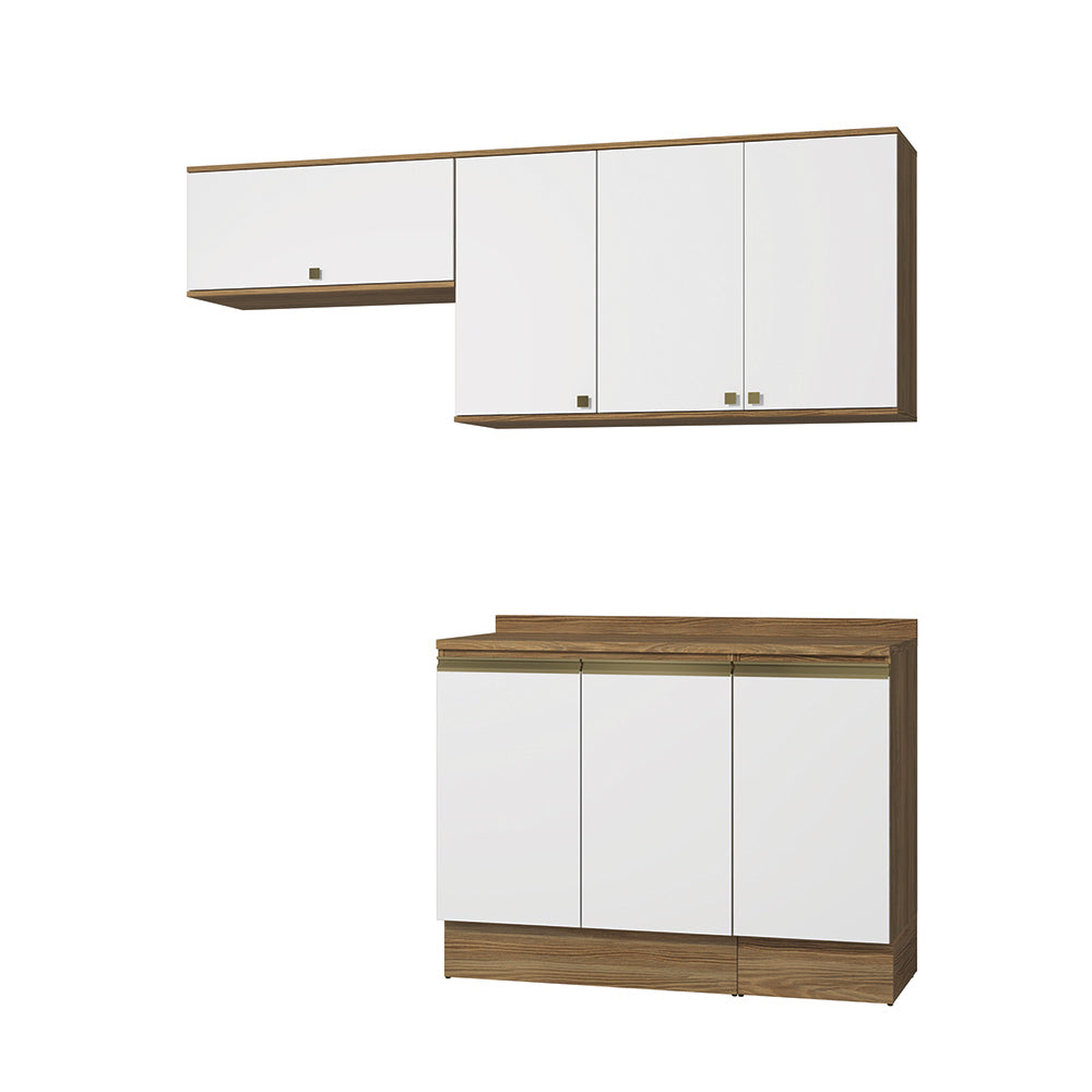 Cocina Compacta 200cm MDF 7 Puertas Kappesberg Marrón/Blanco