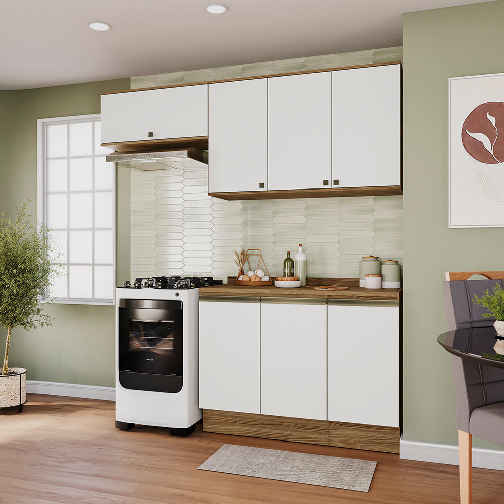 Cocina Compacta 200cm MDF 7 Puertas Kappesberg Marrón/Blanco