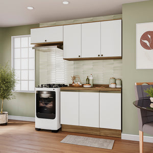Cocina Compacta 200cm MDF 7 Puertas Kappesberg Marrón/Blanco