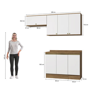 Cocina Compacta 200cm MDF 7 Puertas Kappesberg Marrón/Blanco
