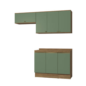 Cocina Compacta 200cm MDF 7 Puertas Kappesberg Marrón/Verde