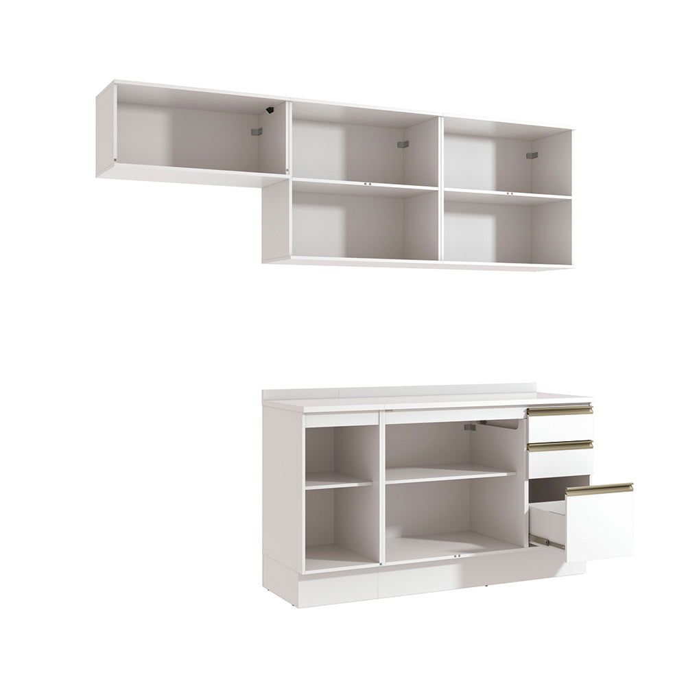 Cocina Completa 240cm MDF 3 Cajones Kappesberg Blanco