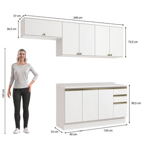 Cocina Completa 240cm MDF 3 Cajones Kappesberg Blanco