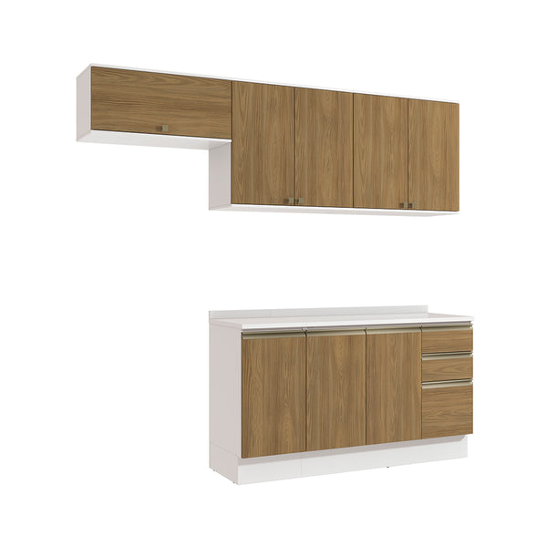 Cocina Completa 240cm MDF 3 Cajones Kappesberg Blanco/Marrón