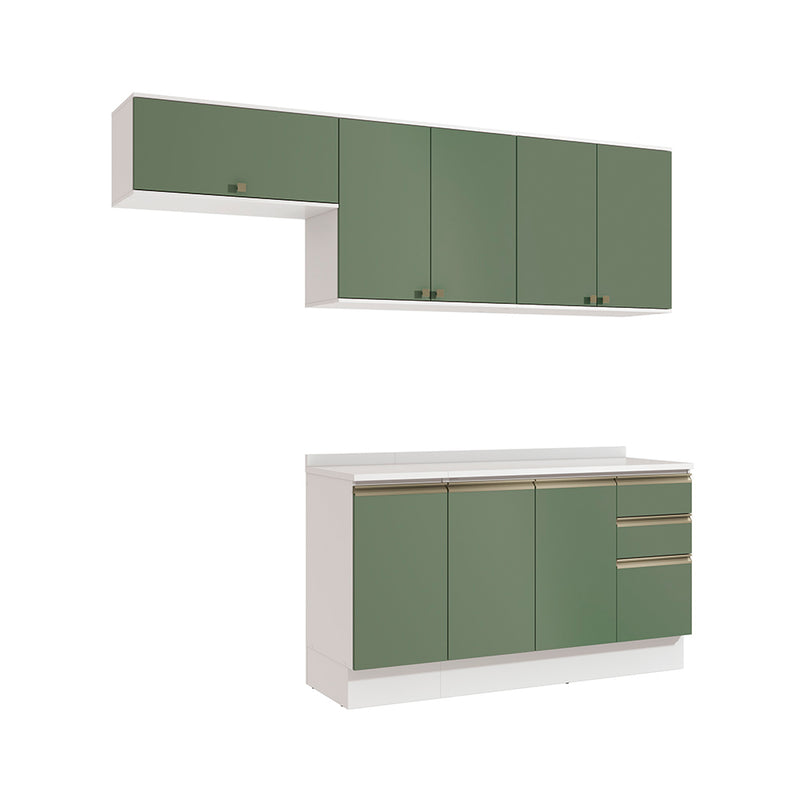 Cocina Completa 240cm MDF 3 Cajones Kappesberg Blanco/Verde