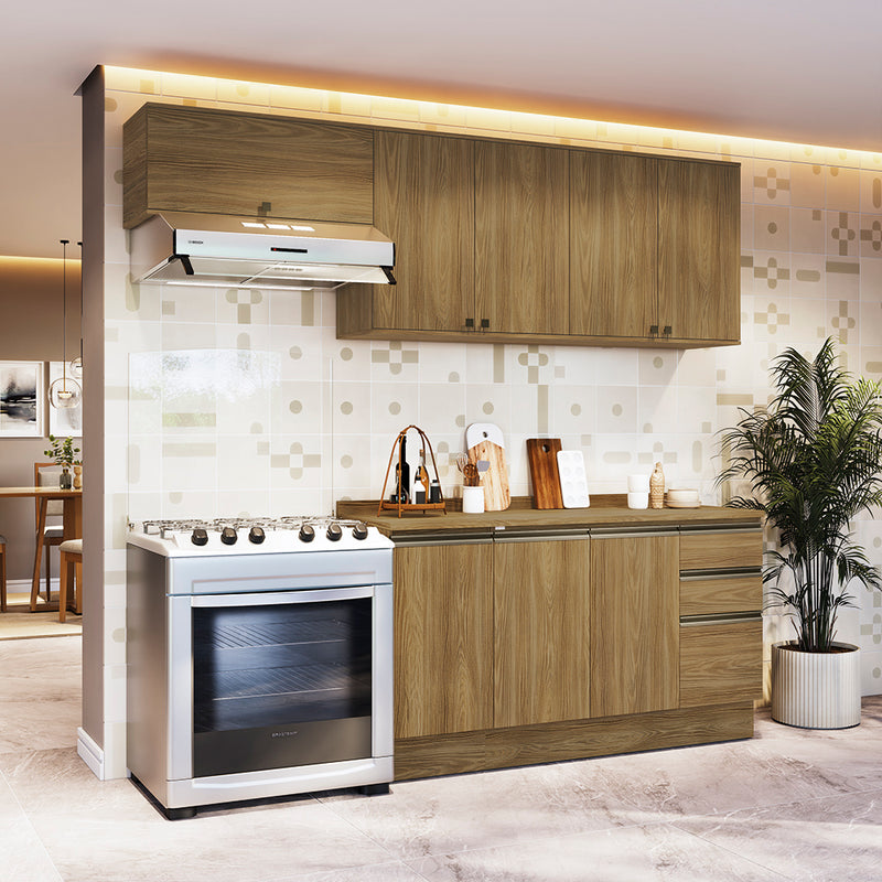 Cocina Completa 240cm MDF 3 Cajones Kappesberg Marrón
