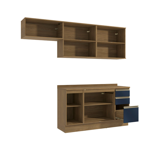 Cocina Completa 240cm MDF 3 Cajones Kappesberg Marrón/Azul