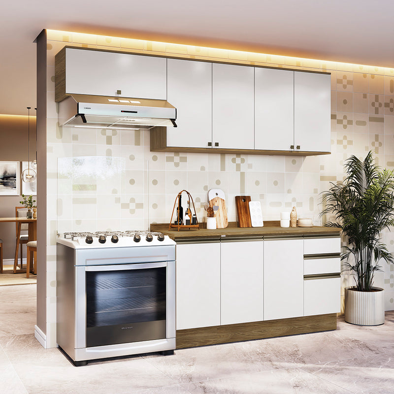 Cocina Completa 240cm MDF 3 Cajones Kappesberg Marrón/Blanco