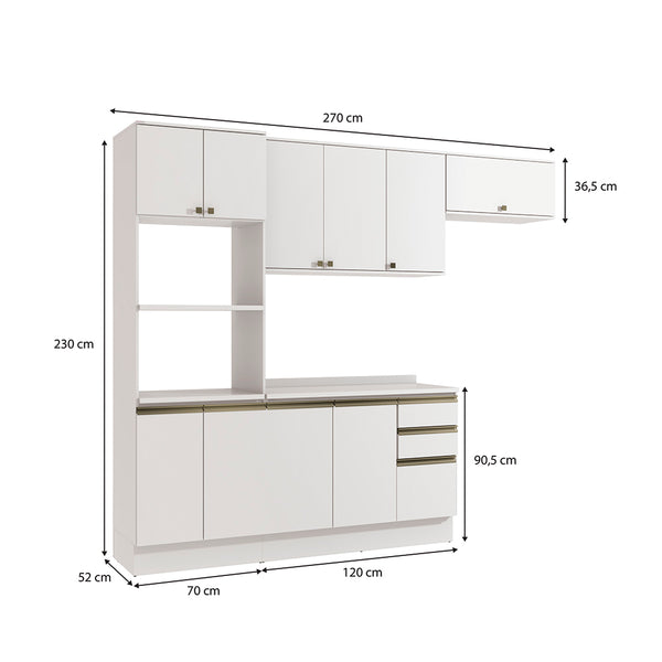 Armario Cocina 270cm MDF 10 Puertas Kappesberg Blanco