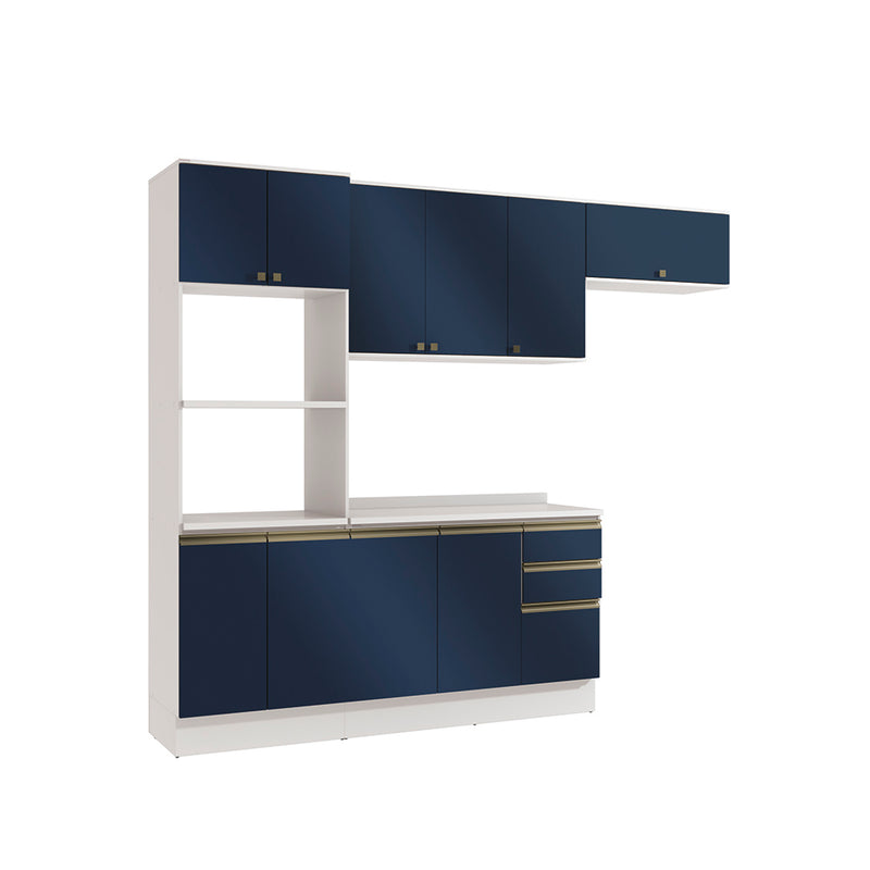 Armario Cocina 270cm MDF 10 Puertas Kappesberg Blanco/Azul